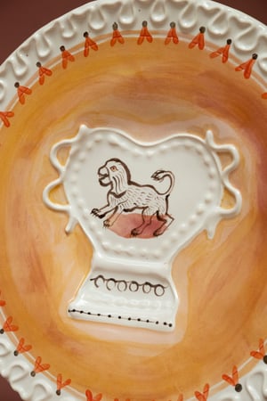 Image of Romantic Vase Plate - Silver Lustre - Lion