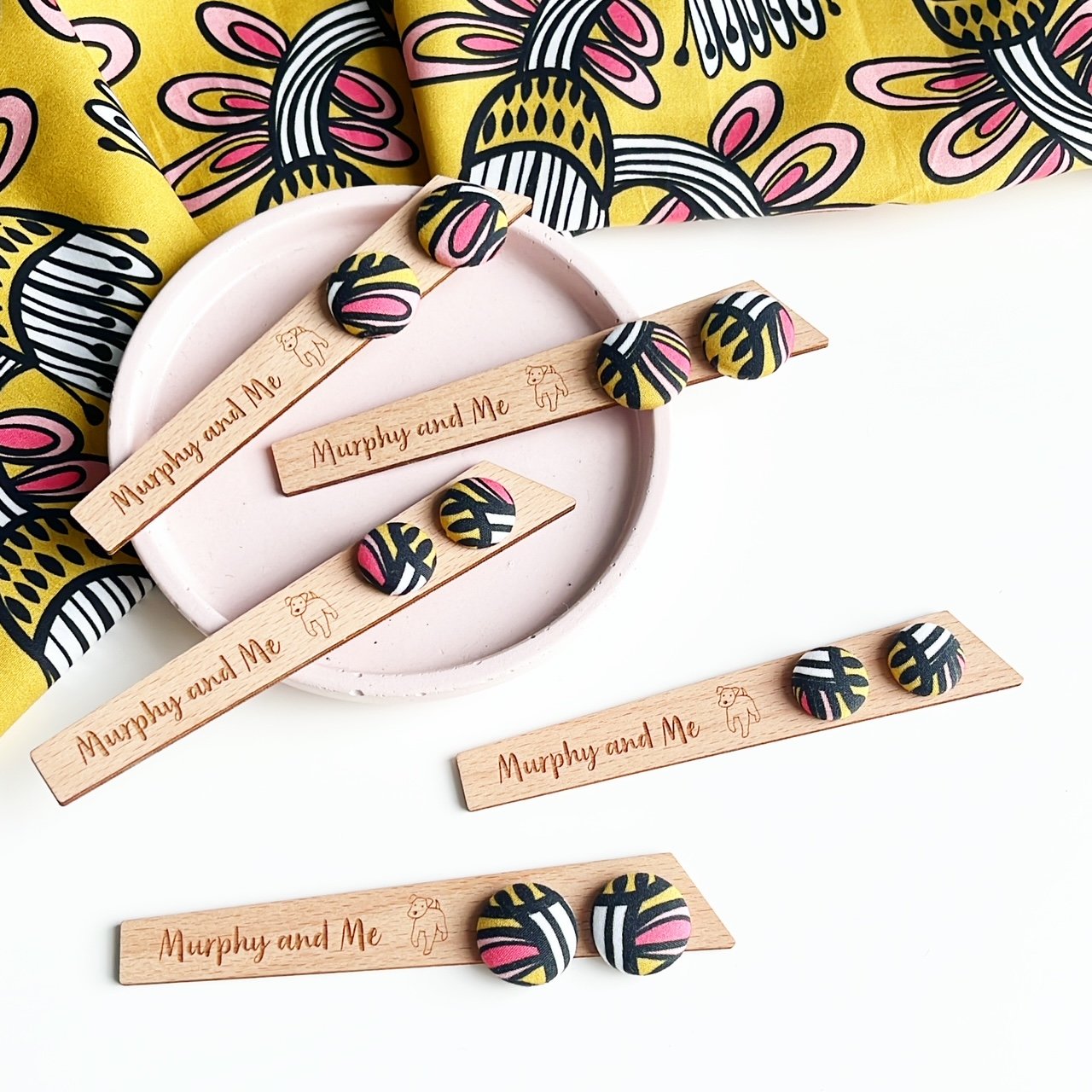 Image of Mustard Flower Fabric Studs