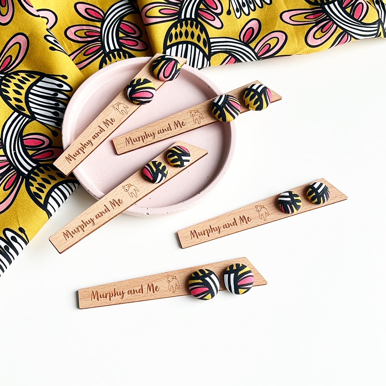 Image of Mustard Flower Fabric Studs