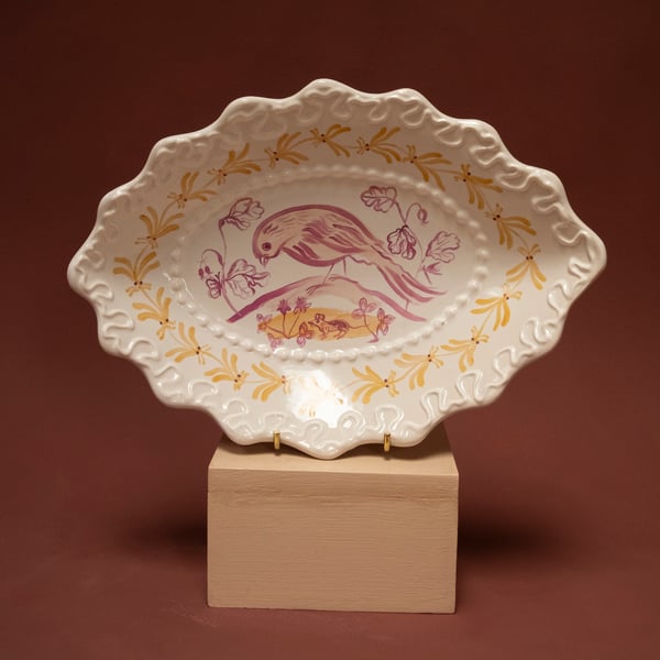 Image of Pink Lustre Birds - Romantic Bowl