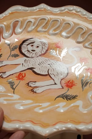 Image of Lion & Tulips -Silver Lustre - Romantic Platter