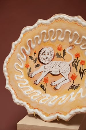 Image of Lion & Tulips -Silver Lustre - Romantic Platter