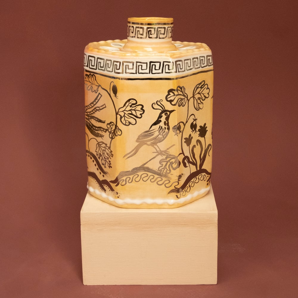 Image of Silver Lustre Caddy - Romantic Vase