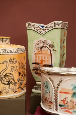 Image of Roaming Whippets - Silver Lustre - Romantic Vase