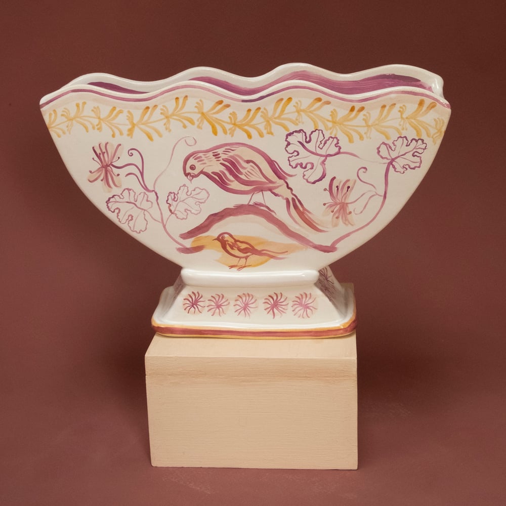 Image of Pink Lustre Birds - Romantic Vase