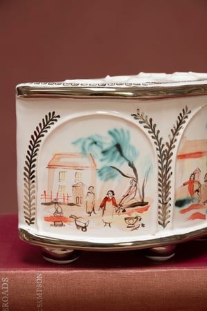 Image of Rural life - Silver Lustre - Romantic Demi-lune Vase II