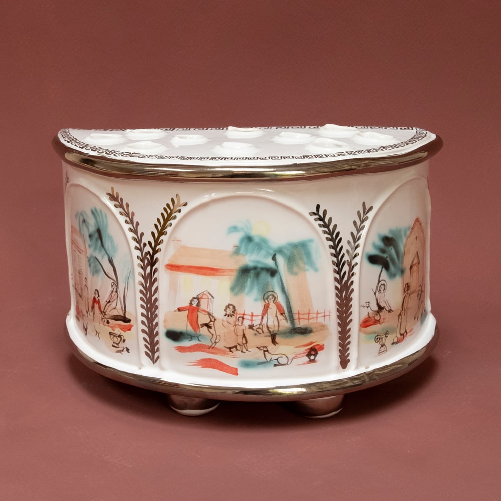 Image of Rural life - Silver Lustre - Romantic Demi-lune Vase II
