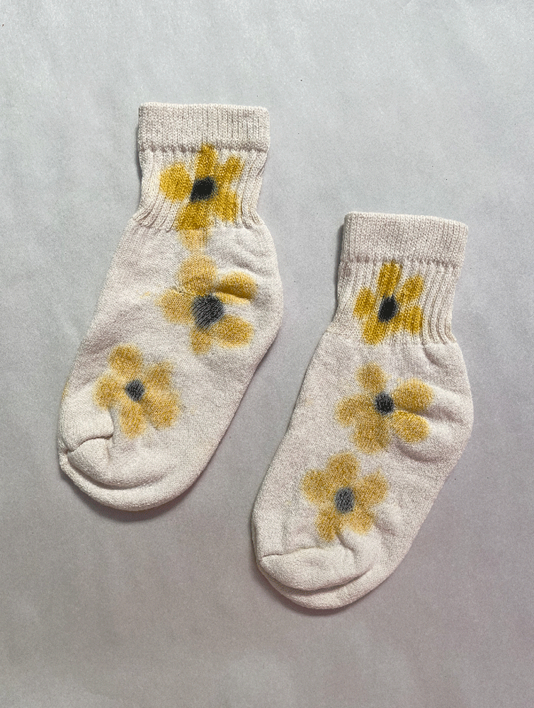 Allover Off Stamp Socks in yellow