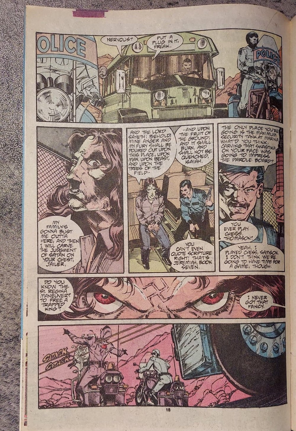 The Punisher #13 from 1988. Featuring the effigy of Charles Manson!