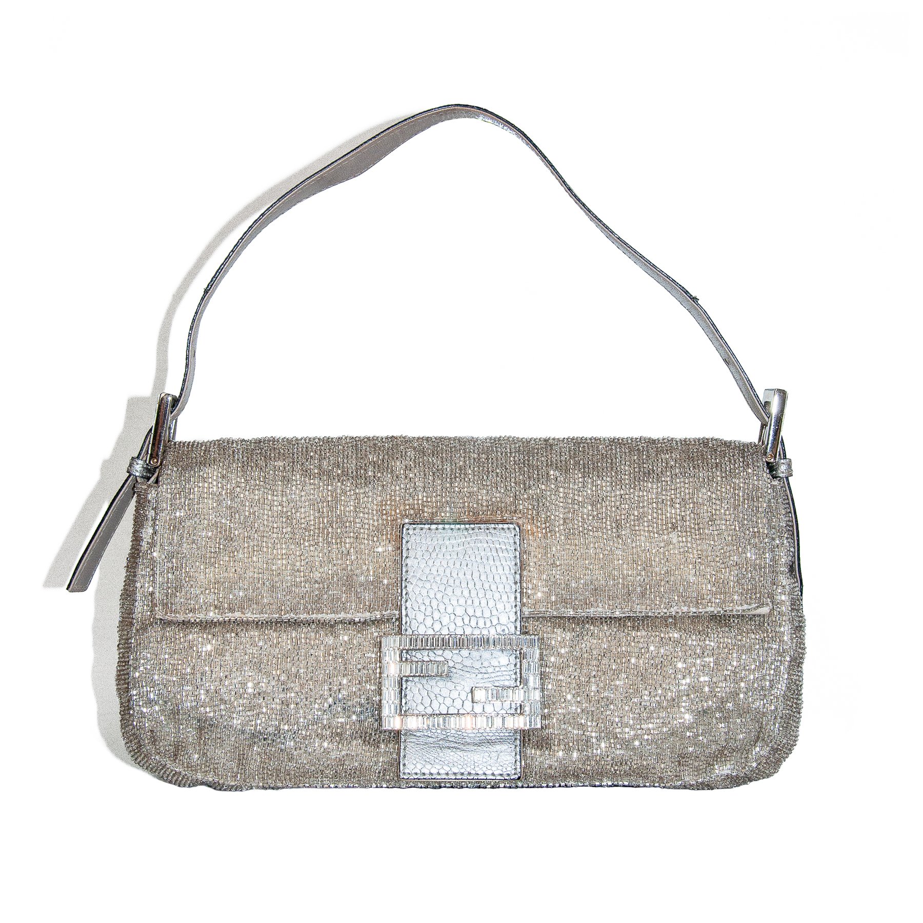 Image of Fendi Beaded Baguette Bag Python 