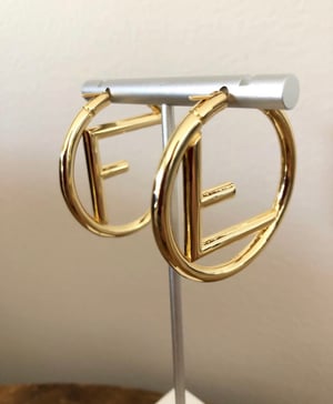 Image of Preowned Fendi Gold Hoops (5cm)