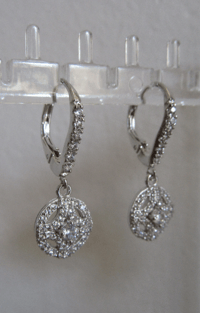 Image 4 of Kate Middleton Duchess of Cambridge Inspired Replikate Round Cluster Cubic Zirconia Earrings