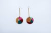 Painted Round Wooden Disk Earrings