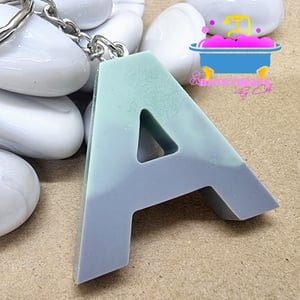 Sage Green and Grey Letter Key Ring 