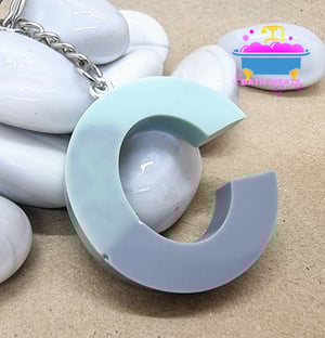 Sage Green and Grey Letter Key Ring 