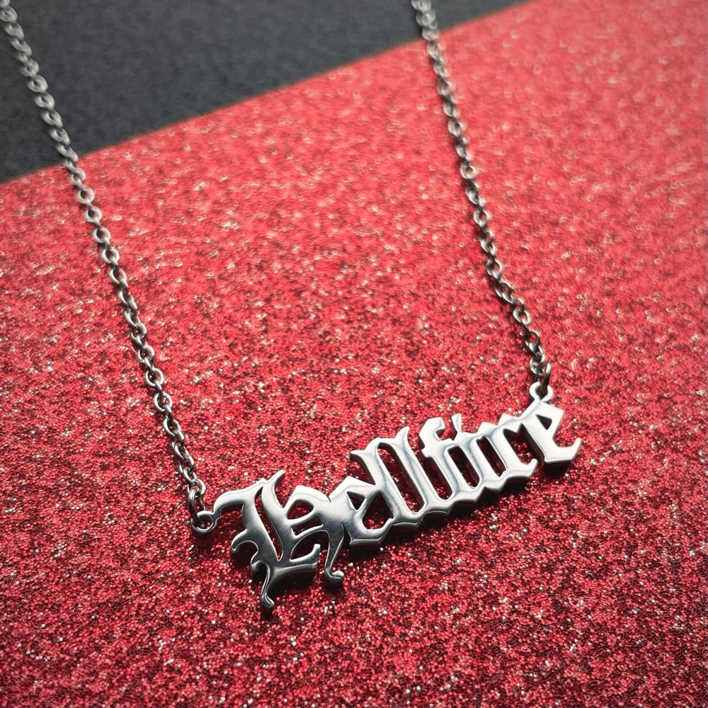 Image of Hellfire Stainless Steel Script Necklace Stranger Collection 
