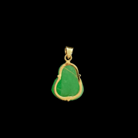 Image 2 of 10 K Mini Guangdong Smiling Buddha Pendant Strong Green Jade