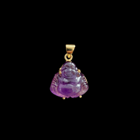 Image 1 of 10 K Mini Guangdong Smiling Buddha Pendant Amethyst 
