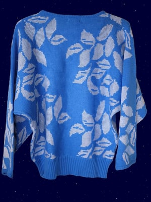 Blue leaf batwing sweater