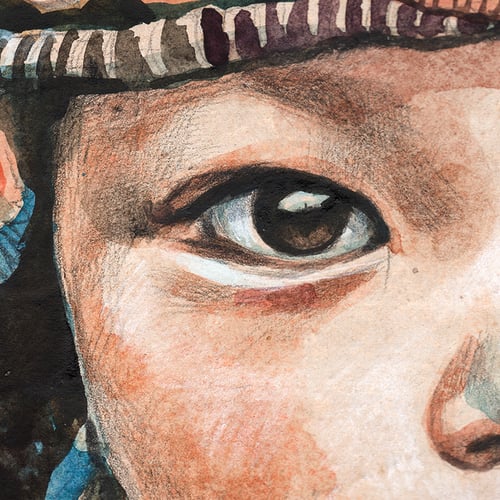 Image of Canva Art Print - "Bébé chinois à bonnet tigre"