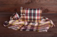 Image 1 of Checked pillow and layer cream mustard green