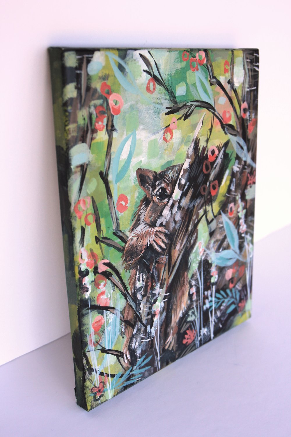Hidden. Woodland squirrel painting