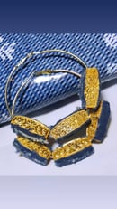 Image 2 of Tasty Raw Edge Denim Wandi Hoop Earrings