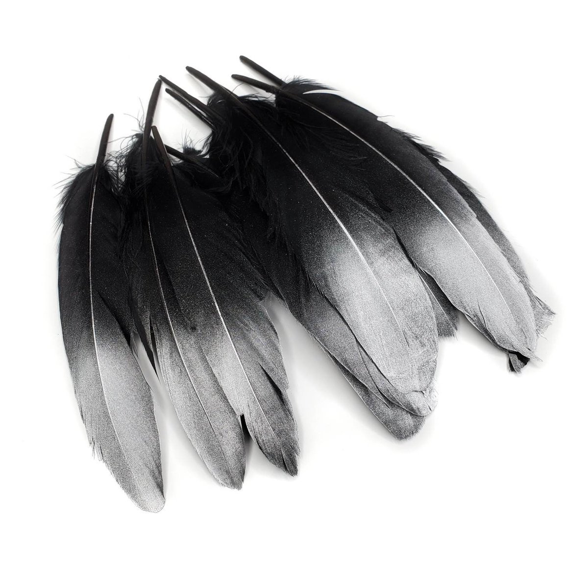 16 Pcs Mixed Black Feathers Gold Feathers Silver Feathers Goose