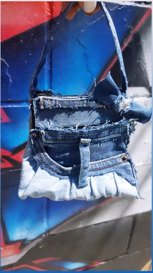 Image of Tasty Raw Edge Denim Mini Bag