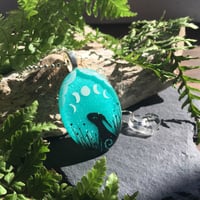 Image 1 of Moon Phase Moon Gazing Hare Turquoise Pendant