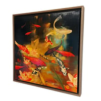 Image 2 of Original Canvas - Koi on Black/Gold - 60cm x 60cm