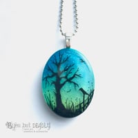 Image 4 of  Tree at Twilight Resin Pendant in Green/Turquoise