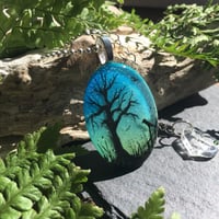Image 2 of  Tree at Twilight Resin Pendant in Green/Turquoise
