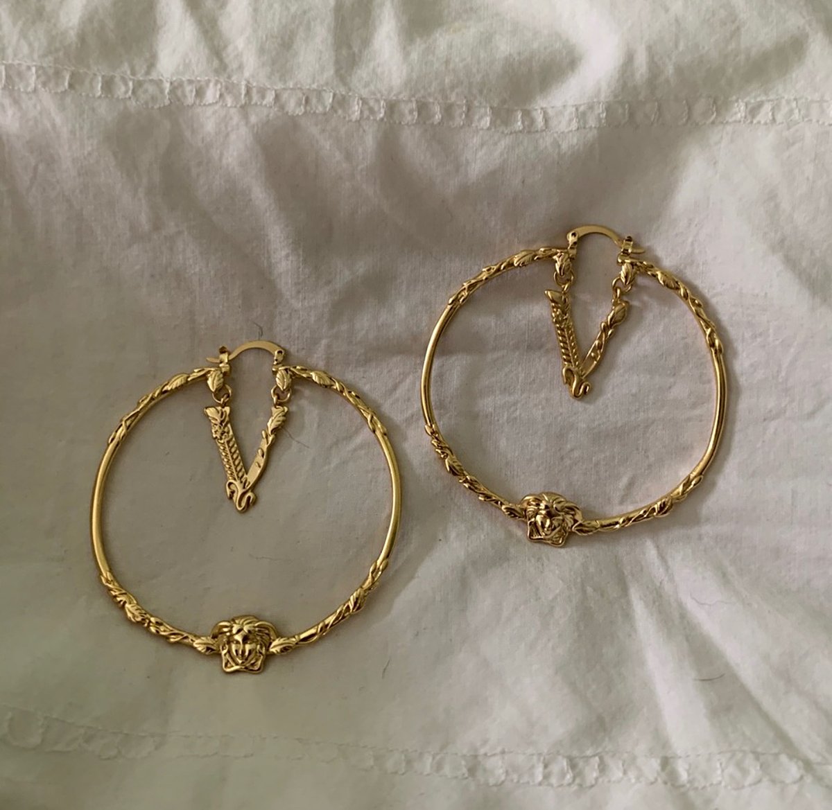 Image of (THIS ITEM JUST SOLD) Versace Virtus Gold Hoops 