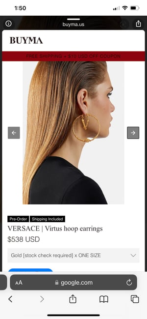 Image of (THIS ITEM JUST SOLD) Versace Virtus Gold Hoops 