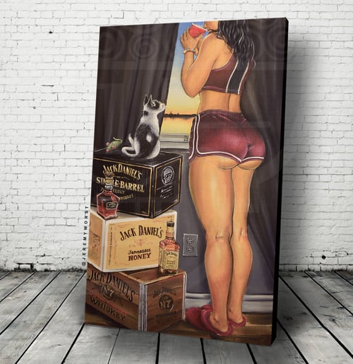 Image of JEREMY WORST "Morning Sip" Whiskey Art barcade Decor Gameroom 