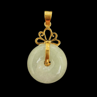 Image 2 of 10K Gold Ribboned Fu Fuku Fortune Zhong Disc Pendant 