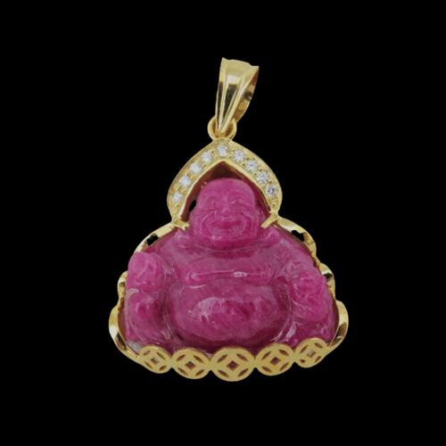Pink jade 2025 buddha pendant