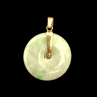 Image 2 of 10 K Big Disc Good Luck Pendant With Crystal Center