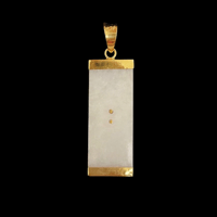 Image 2 of 10 K Gold Chinese Good Luck Symbol Bar Pendant