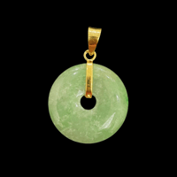 Image 2 of 10 K Gold Chinese Symbol (Good Luck) Disk Pendant Vintage Style 