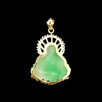 Image 2 of 10 K Happiness Buddha Pendant With Crystal Halo (Partially Iced)