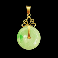 Image 2 of 10 K Ribboned Fu Fuku Fortune Zhong Disc Pendant 