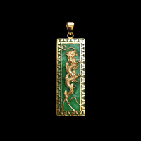 Image 1 of 10 K Ancient Kanji Dragon Bar Pendant
