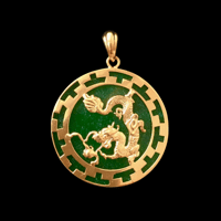 Image 1 of 10 K Modern Kanji Dragon Circle Pendant 