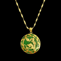 Image 3 of 10 K Modern Kanji Dragon Circle Pendant 