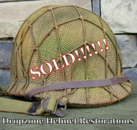 Image 4 of WWII M1 USMC Helmet Fixed bale Front Seam & Repro Rayon Hawley Liner Marine Raider. Burlap Cover. 