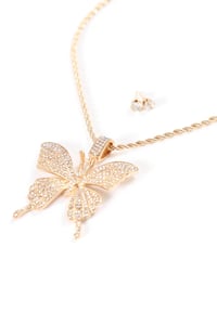 Butterfly Necklace & Earring Set - Gold