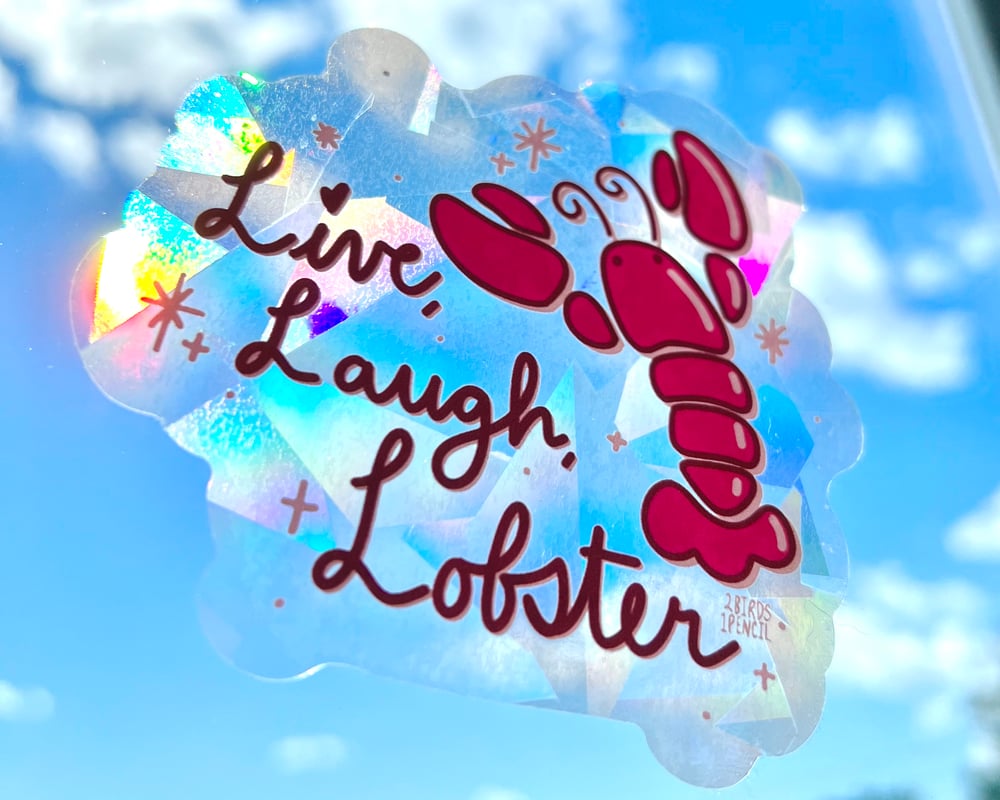Image of Live, laugh, lobster suncatcher sticker
