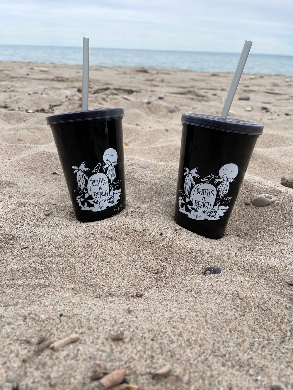 DEATH'S A BEACH 24 oz Plastic Tumblers SET of 2 